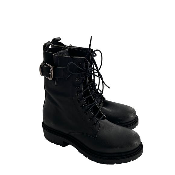 ZIGIny Combat Boots for Women for sale | eBay Zigi Agatha Lace-Up Combat Boots 38 8 Black NWOT Ankle Moto Biker Buckle Grunge